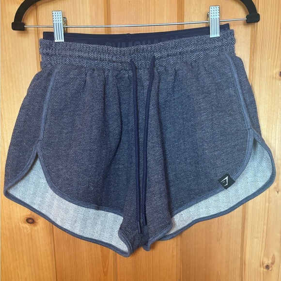 Gymshark Pants - GYMSHARK Women’s Heather Dual Band Herringbone Knit Shorts- Navy/ Size Small